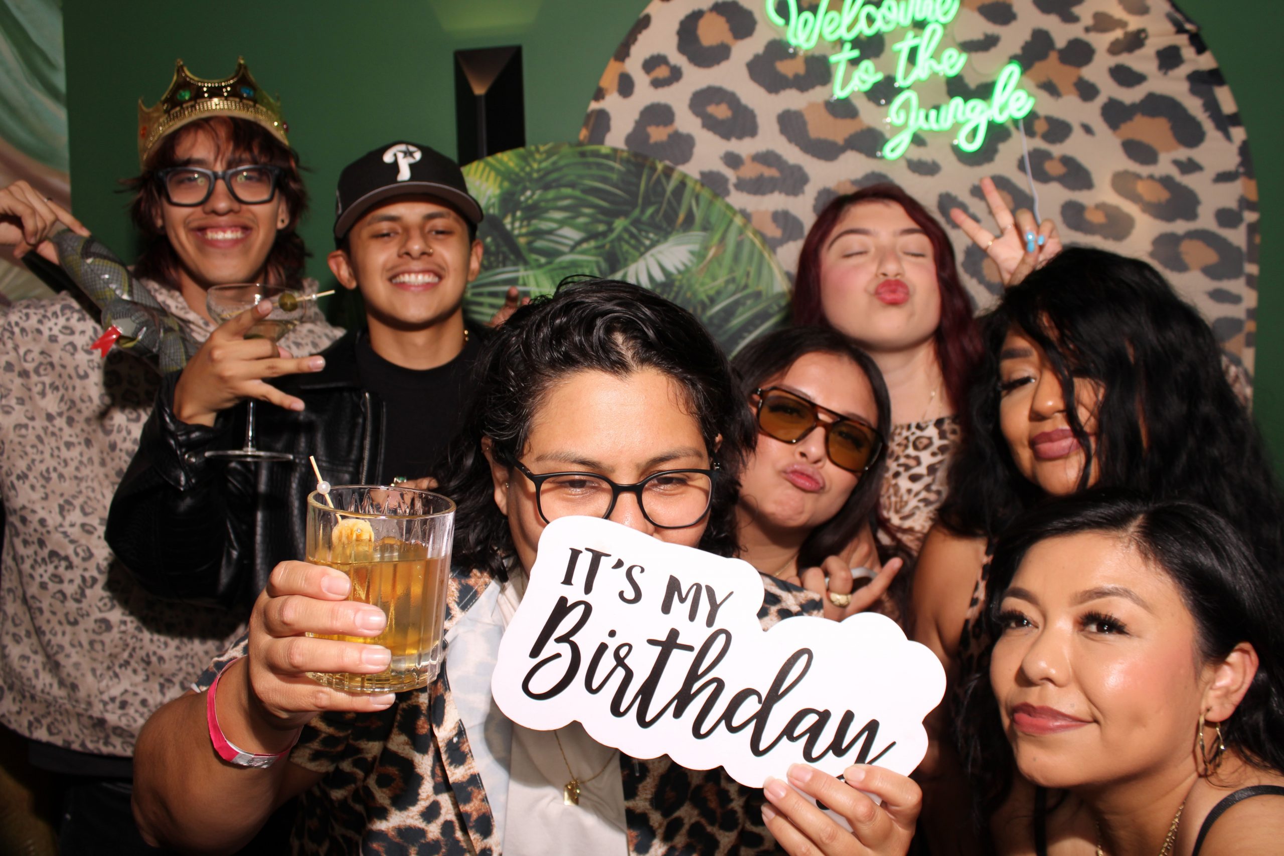Jungle themed birthday party photo booth in Las Vegas