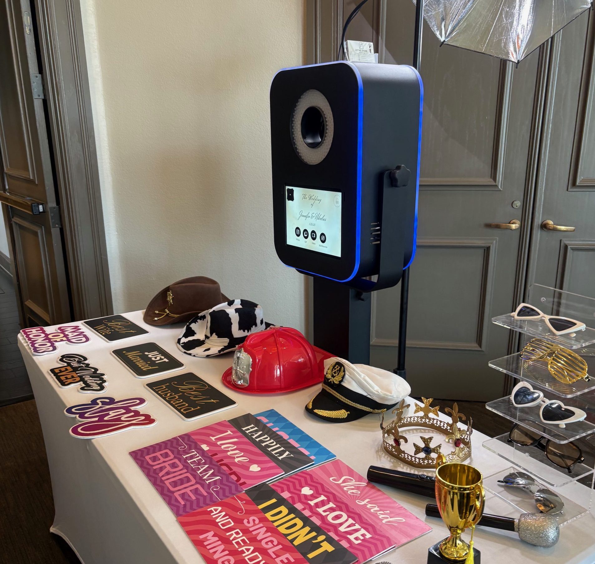 Girls having fun using the selfie photo booth in Las Vegas