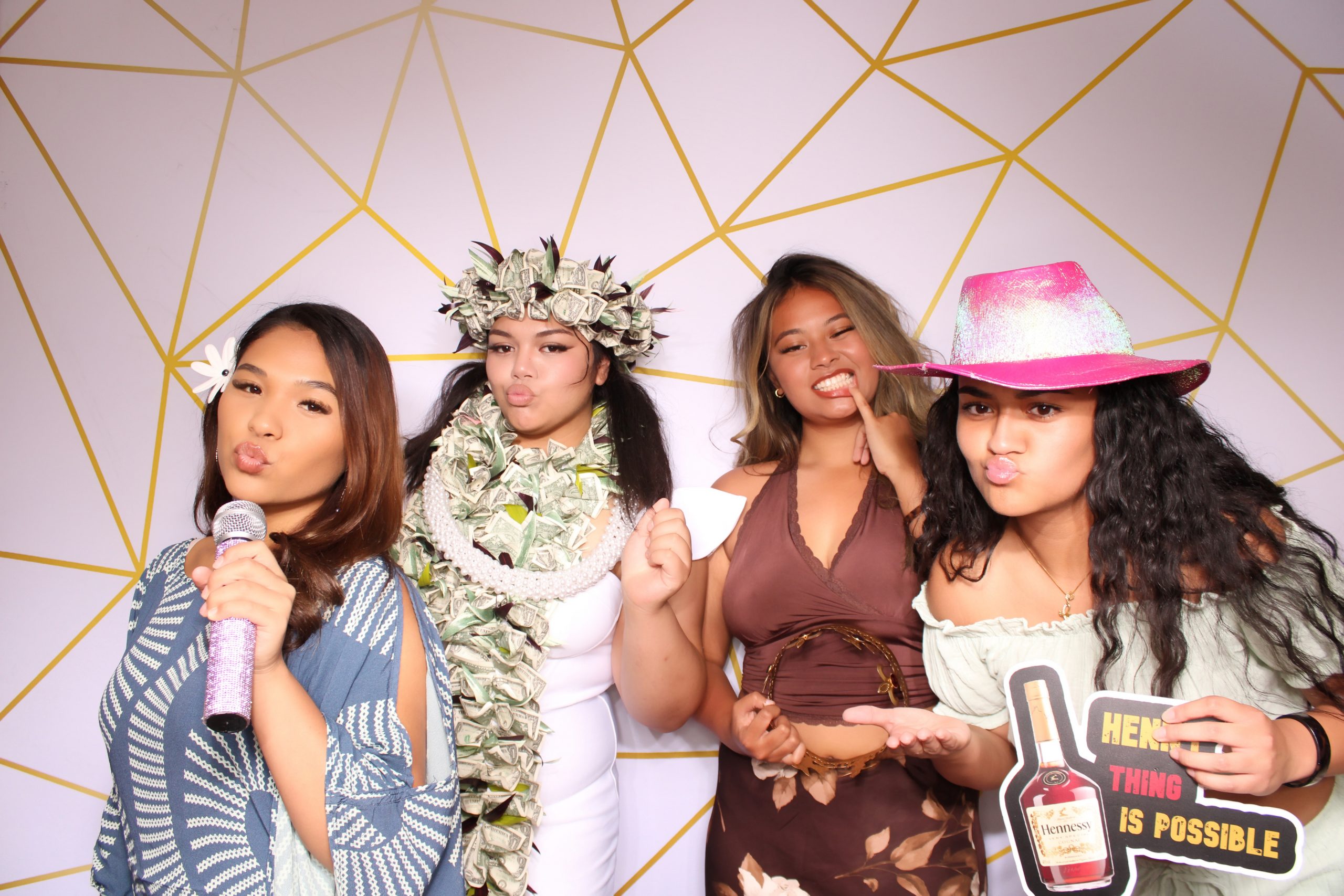 Graduation photo booth with money lei in Las Vegas